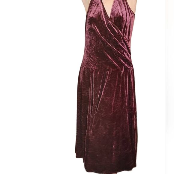 Vintage 90s Jacalyn Bennett Red Wine Velvet Dress - XL - Picture 6 of 8